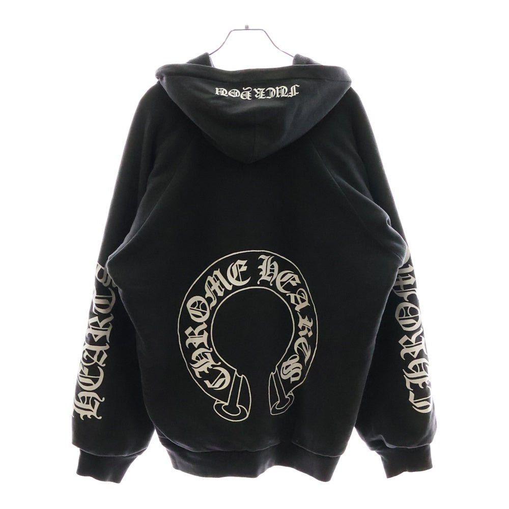 CHROME HEARTS(クロムハーツ) OLD Horseshoe Hoodie オールドモデル ホースシュー 袖プリント プルオーバー パーカー ブラック