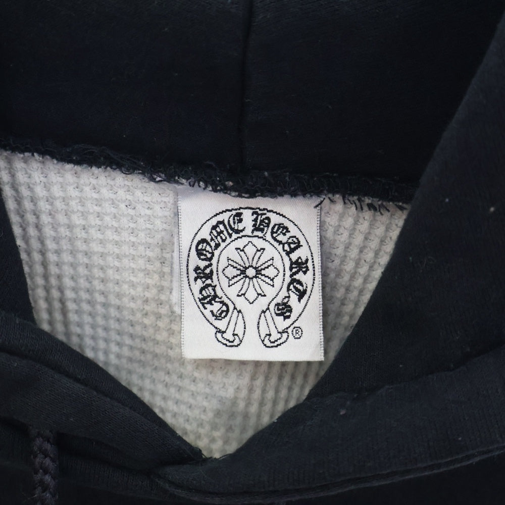 CHROME HEARTS(クロムハーツ) OLD スクロールラベルプリント サーマル裏地 プルオーバーパーカー フーディー ブラック