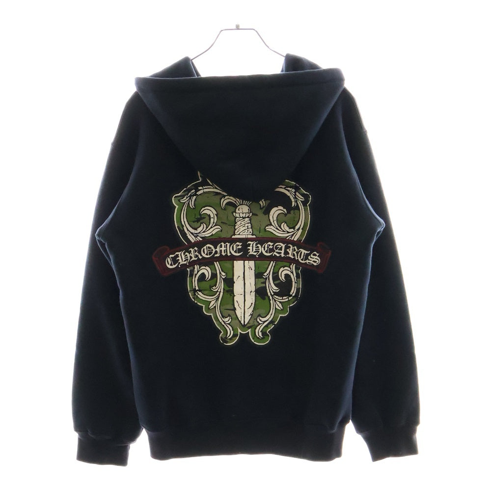 CHROME HEARTS(クロムハーツ) OLD Dagger Zip Hoodie オールドモデル ダガープリント 裏地サーマル ジップパーカーパーカー フーディー ブラック