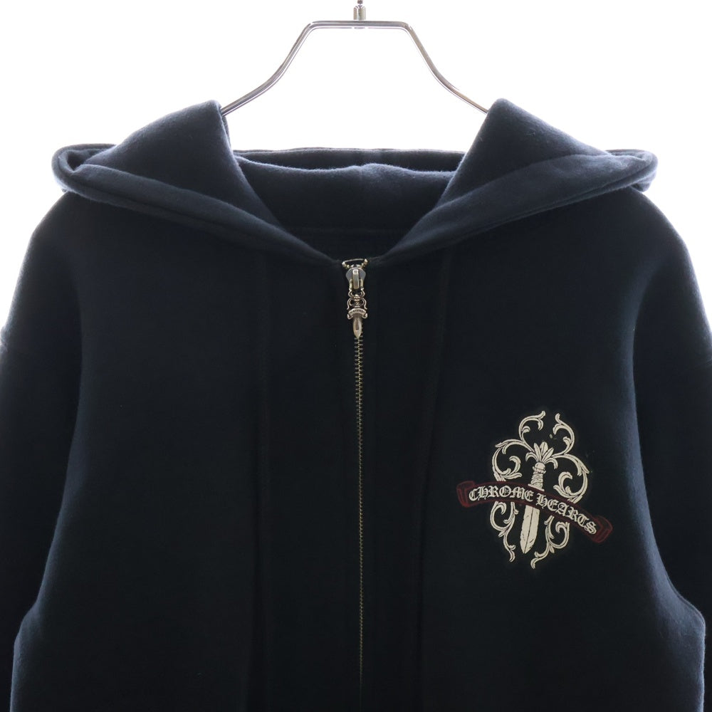 CHROME HEARTS(クロムハーツ) OLD Dagger Zip Hoodie オールドモデル ダガープリント 裏地サーマル ジップパーカーパーカー フーディー ブラック