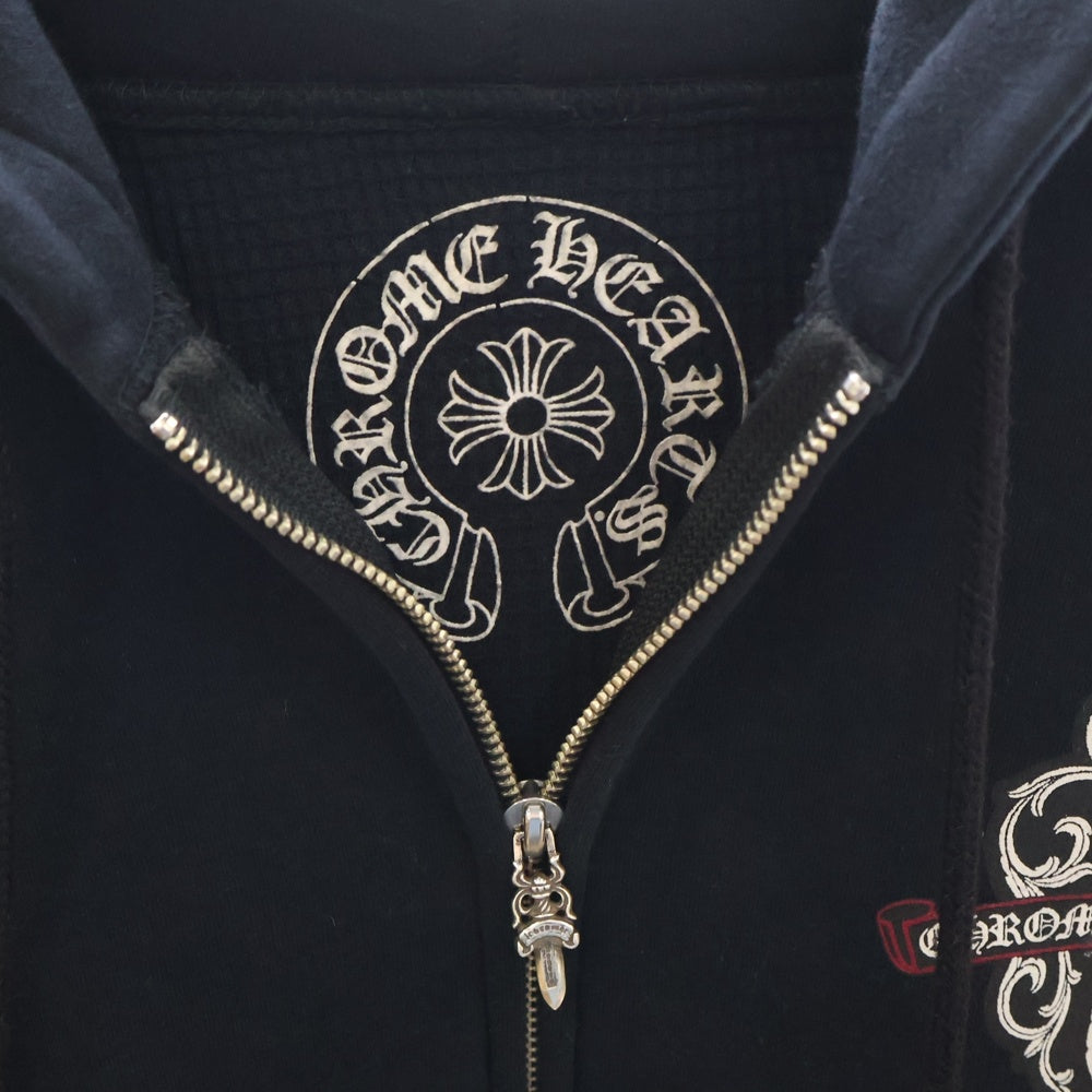 CHROME HEARTS(クロムハーツ) OLD Dagger Zip Hoodie オールドモデル ダガープリント 裏地サーマル ジップパーカーパーカー フーディー ブラック