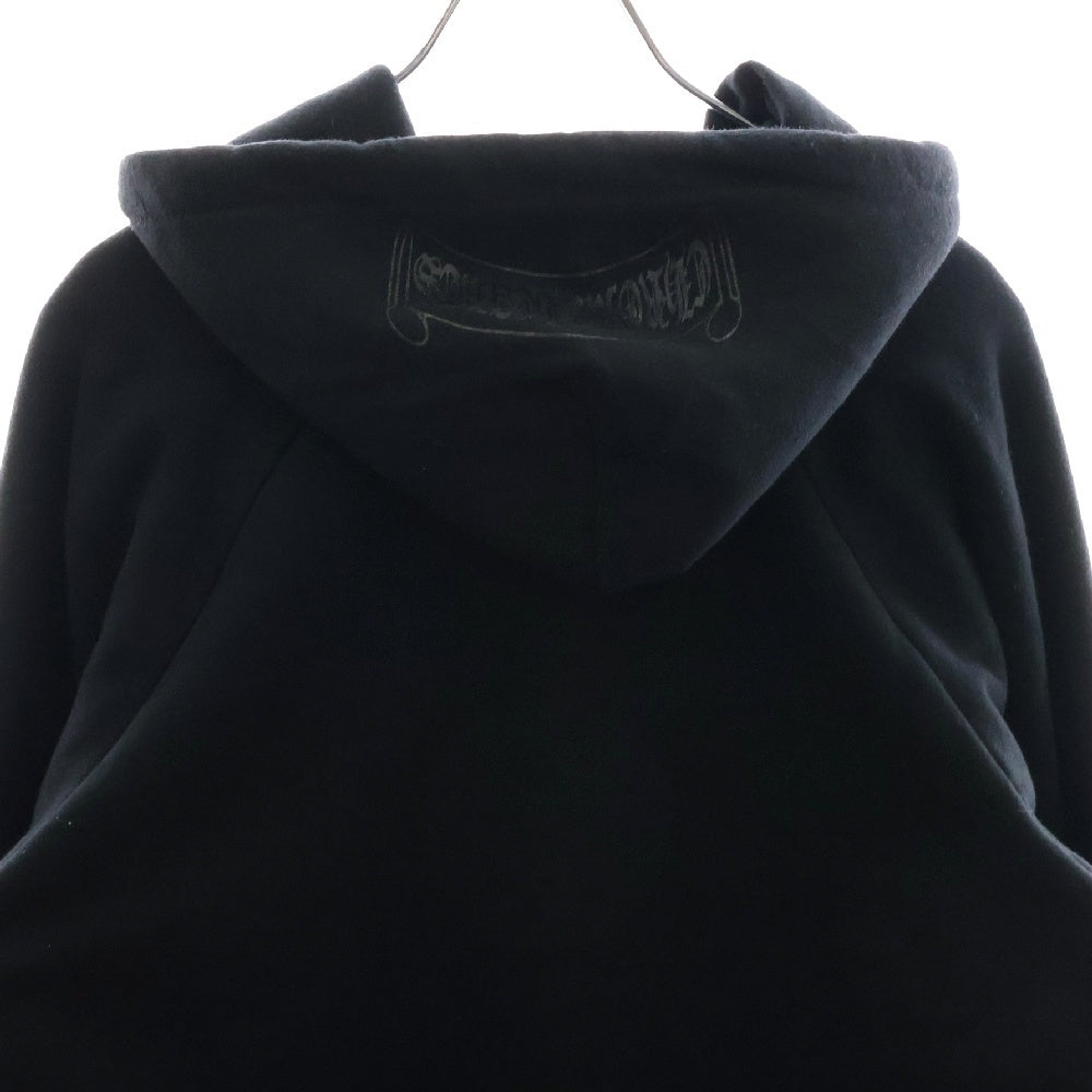 CHROME HEARTS(クロムハーツ) OLD スクロールラベルプリント サーマル裏地 プルオーバーパーカー フーディー ブラック