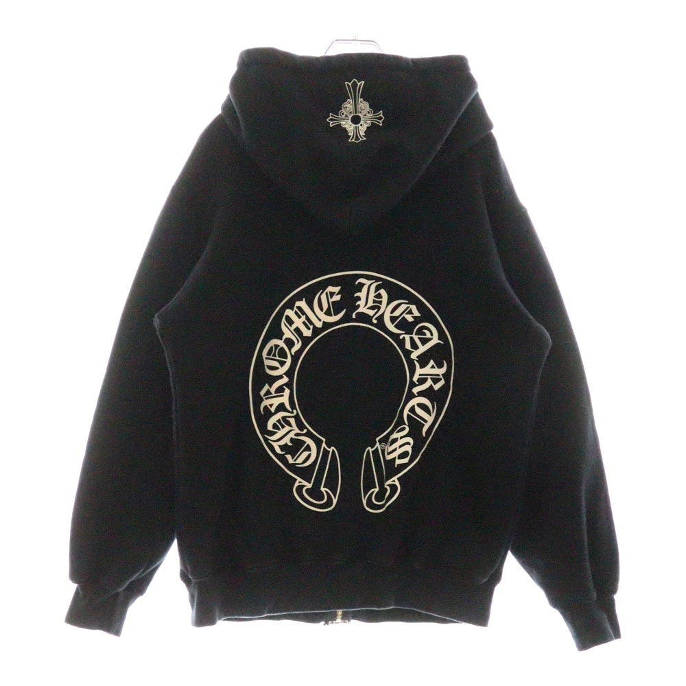 CHROME HEARTS(クロムハーツ) OLD SWTSHRT HD ZIP オールドモデル 裏地サーマル バックホースシュー プリント ダガージップアップ スウェットパーカー ブラック