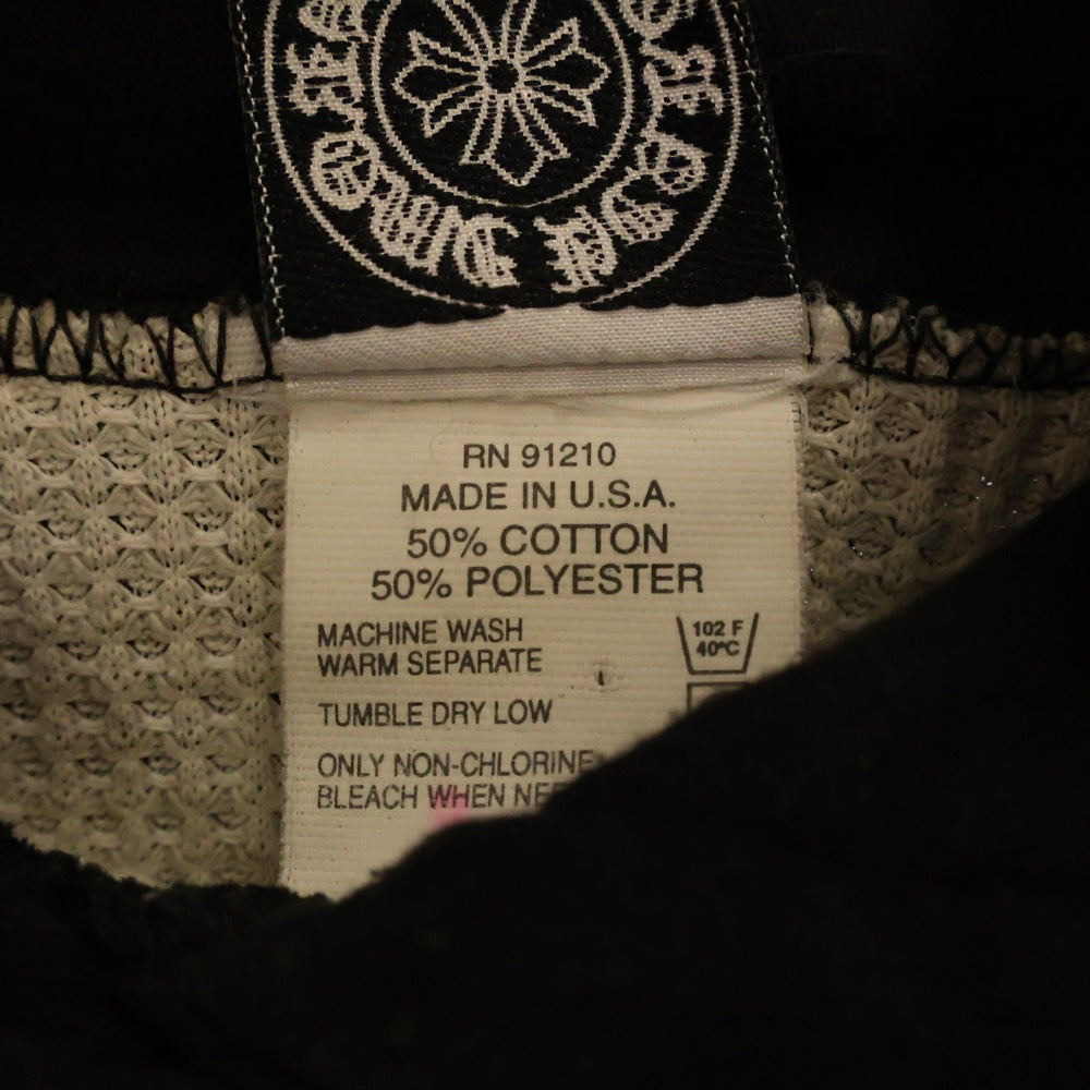 CHROME HEARTS(クロムハーツ) OLD SWTSHRT PLVR オールドモデル 袖フローラル ホースシュープリント サーマル裏地プルオーバーパーカー ブラック