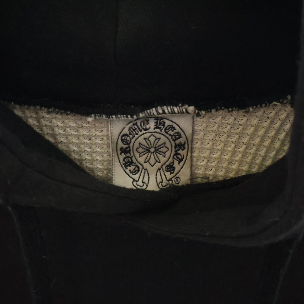CHROME HEARTS(クロムハーツ) OLD SWTSHRT PLVR オールドモデル 袖フローラル ホースシュー サーマル裏地プルオーバーパーカーパーカー ブラック ボロチップ付き