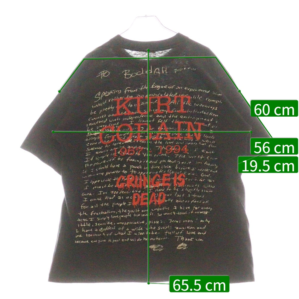 VINTAGE(ヴィンテージ) 90s NIRVANA KURT COBAIN GRUNGE IS DEAD BOOTLEG ニルヴァーナ カートコバーン Tシャツ 半袖カットソー ブラック
