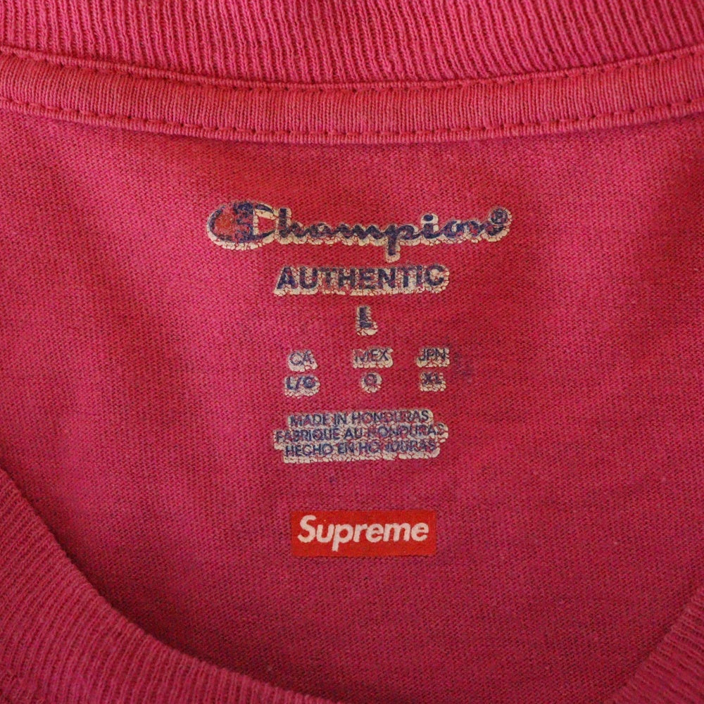 SUPREME(シュプリーム) 17SS × Champion L/S Tee チャンピオン ロゴプリント ロングスリーブ長袖Tシャツ ピンク