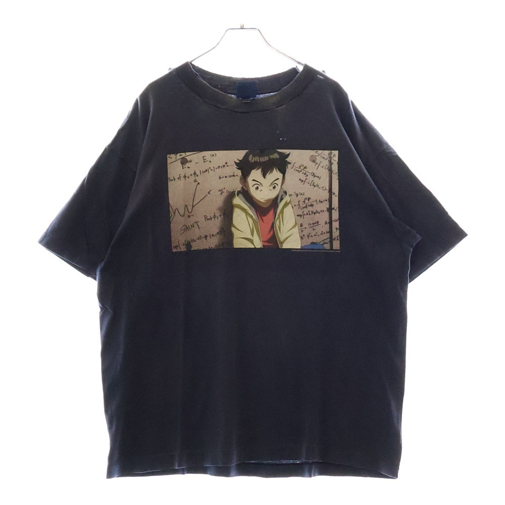 SAINT MICHAEL(セントマイケル) 24AW × PLUTO プルートゥ ダメージ加工 グラフィックプリント 半袖Tシャツ ネイビー SM-YS1-0000-C29