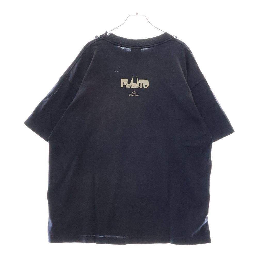 SAINT MICHAEL(セントマイケル) 24AW × PLUTO プルートゥ ダメージ加工 グラフィックプリント 半袖Tシャツ ネイビー SM-YS1-0000-C29