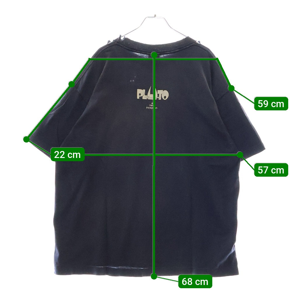 SAINT MICHAEL(セントマイケル) 24AW × PLUTO プルートゥ ダメージ加工 グラフィックプリント 半袖Tシャツ ネイビー SM-YS1-0000-C29