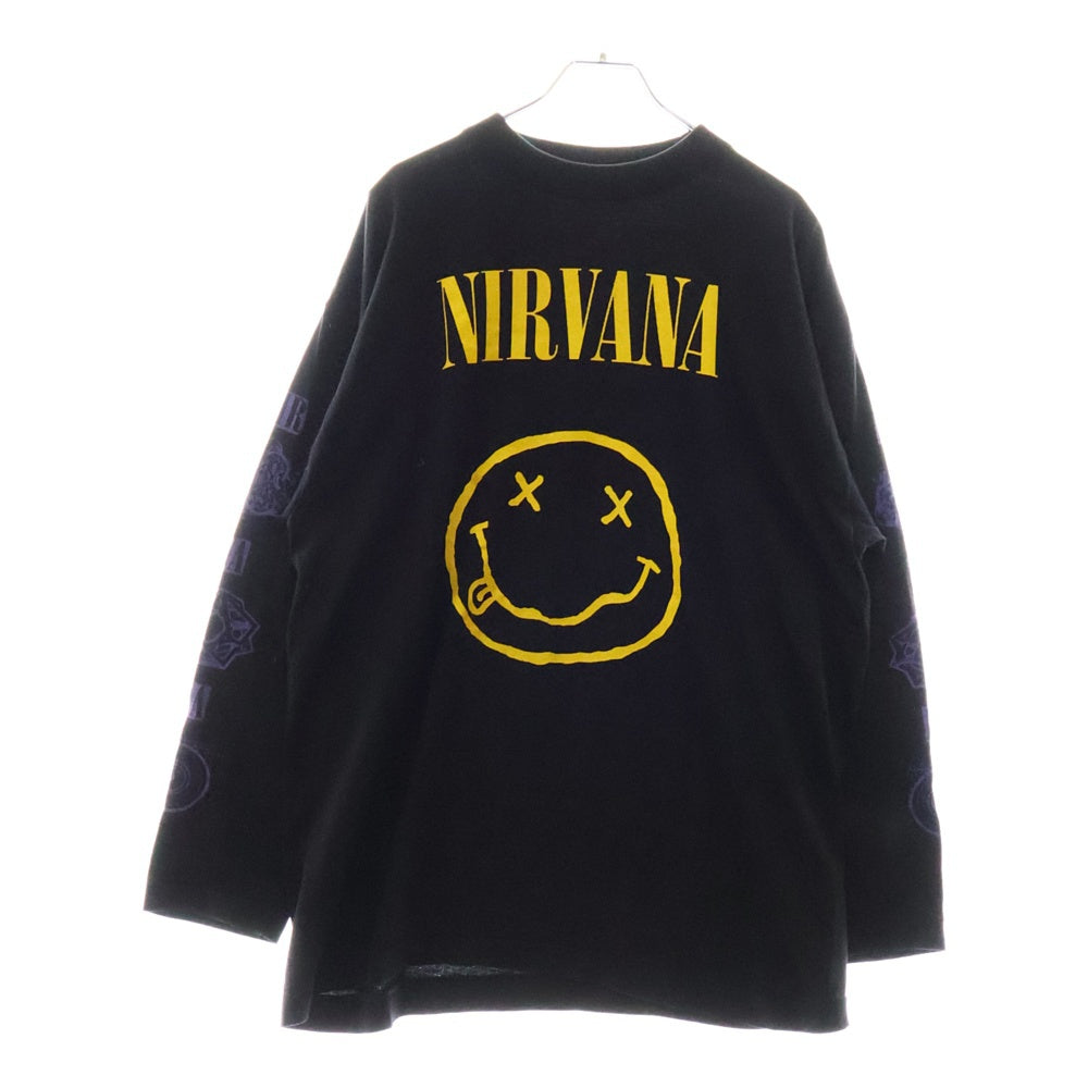 VINTAGE(ヴィンテージ) 90S NIRVANA Smile BOOTLEG ニルヴァーナ スマイル ブートレグ ロングスリーブ長袖Tシャツ ブラック