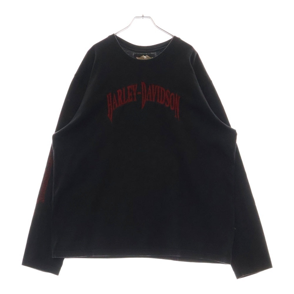 VINTAGE(ヴィンテージ) 90s HARLEY DAVIDSON ハーレーダビットソン 刺繍 Tシャツ 長袖カットソー ブラック