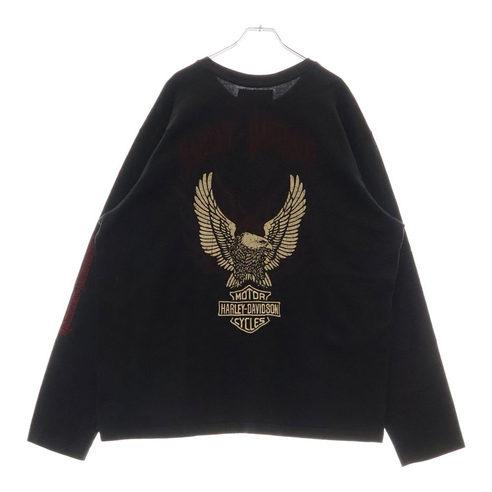 VINTAGE(ヴィンテージ) 90s HARLEY DAVIDSON ハーレーダビットソン 刺繍 Tシャツ 長袖カットソー ブラック