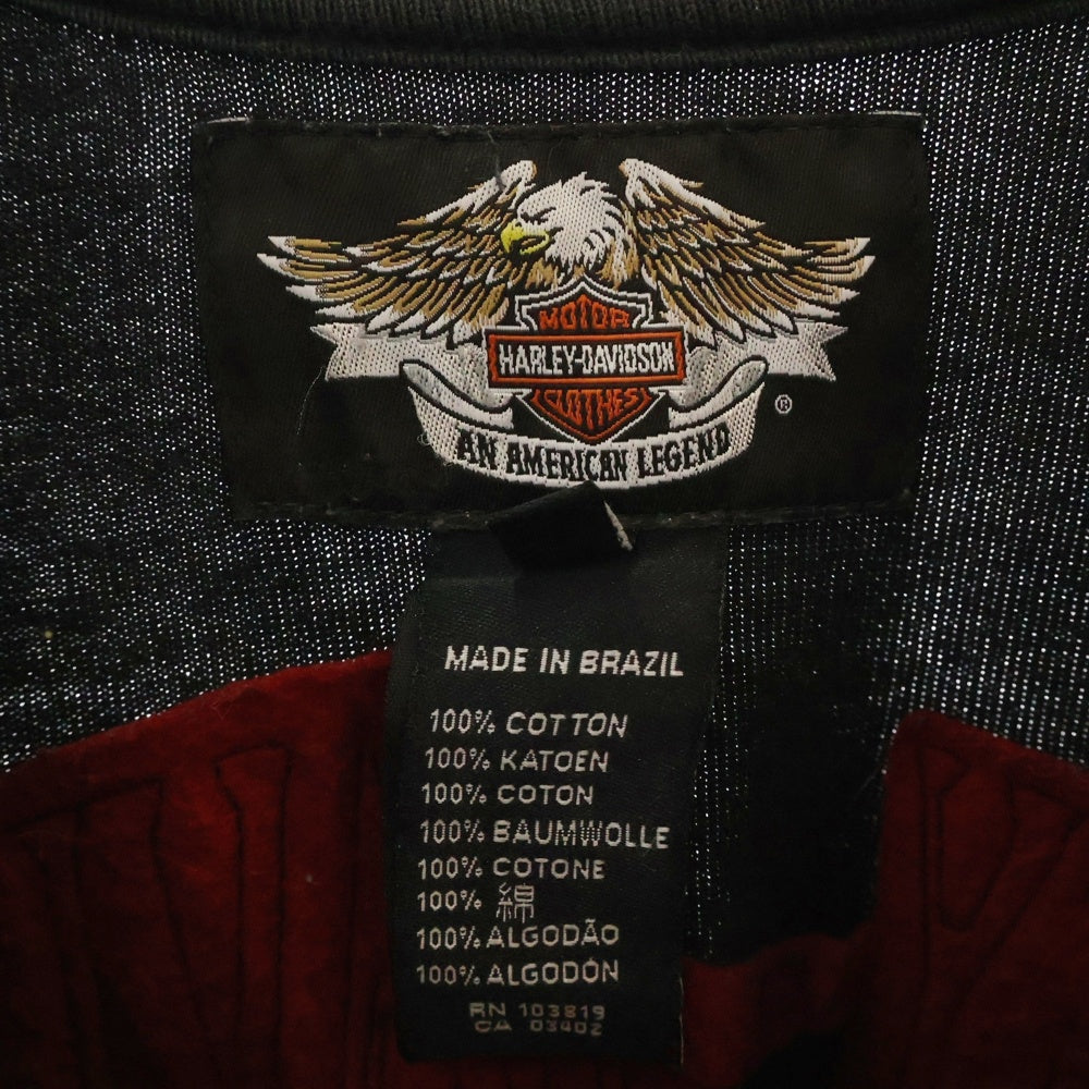 VINTAGE(ヴィンテージ) 90s HARLEY DAVIDSON ハーレーダビットソン 刺繍 Tシャツ 長袖カットソー ブラック