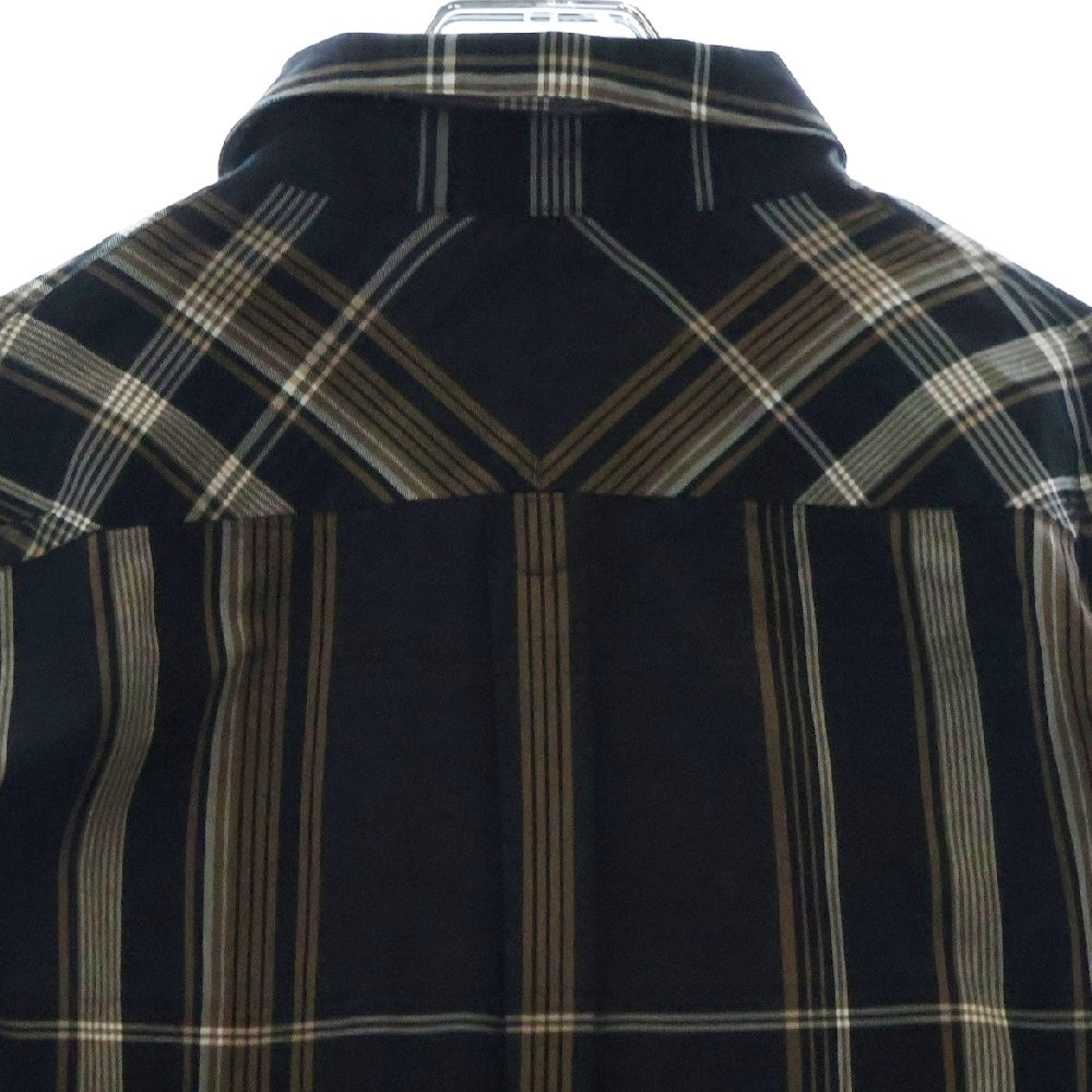 NUMBER (N)INE(ナンバーナイン) 09S THE LONESOME HEROES期 デザイン切り替え プルオーバー 長袖チェックシャツ ブラック S09-NS008B