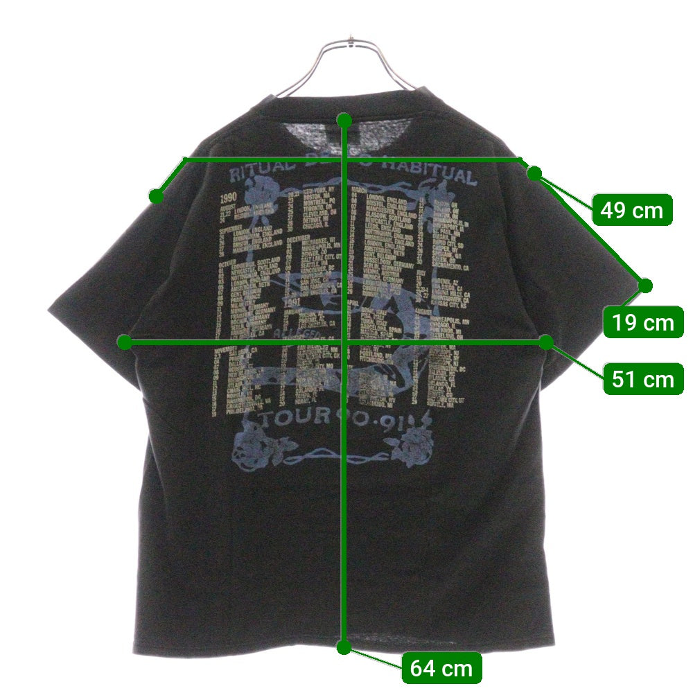 VINTAGE(ヴィンテージ) 90 JANE'S ADDICTION RITUAL DE LO HABITUAL TOUR ジェーンズアディクション 両面プリント 半袖Tシャツ ブラック