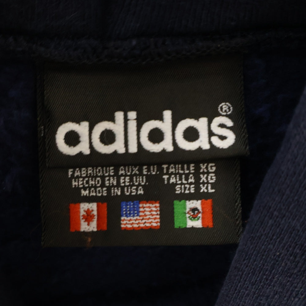 adidas(アディダス) 80-90S 万国旗タグ トレフォイルロゴ刺繡 プルオーバーパーカー ネイビー