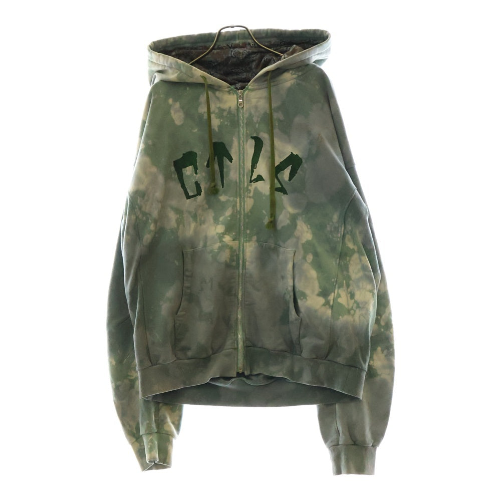 cvtvlist(カタリスト) 21AW ARCHED LOGO USUAL ZIP HOODIE ロゴ刺繍 ブリーチ 汚れ加工 ジップアップ パーカー 2101100301