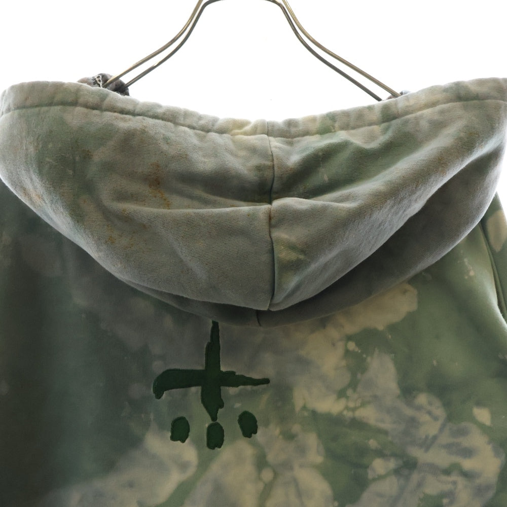 cvtvlist(カタリスト) 21AW ARCHED LOGO USUAL ZIP HOODIE ロゴ刺繍 ブリーチ 汚れ加工 ジップアップ パーカー 2101100301