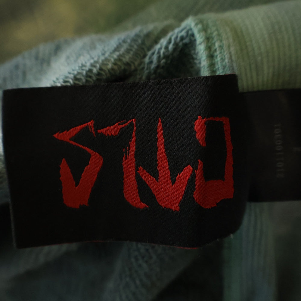 cvtvlist(カタリスト) 21AW ARCHED LOGO USUAL ZIP HOODIE ロゴ刺繍 ブリーチ 汚れ加工 ジップアップ パーカー 2101100301
