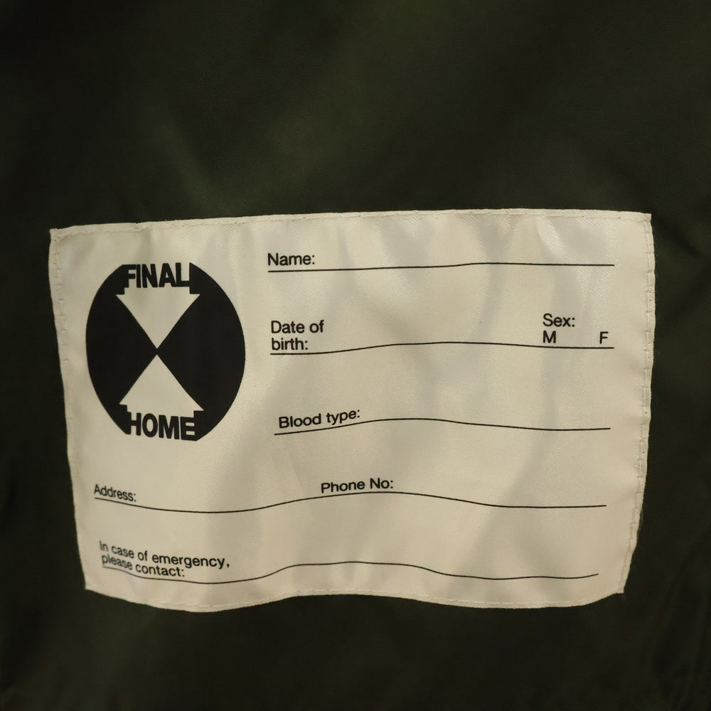 FINAL HOME(ファイナルホーム) 90-00s ARCHIVE PARACHUTE NYLON COAT FH11-FA101-09 多重ジップ ナイロンコート アウター カーキ