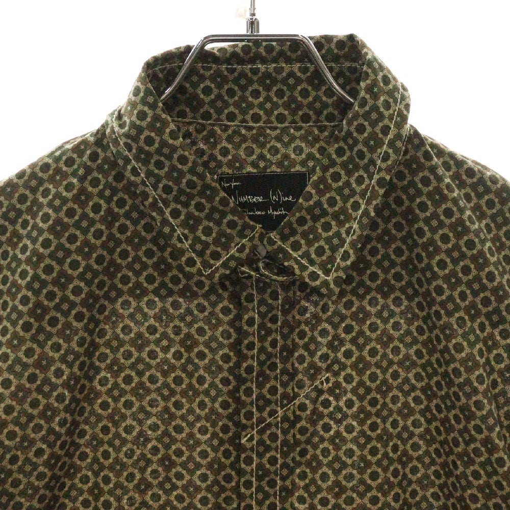 NUMBER (N)INE(ナンバーナイン) 08AW ポートランド期 総柄 ロングスリーブ 長袖シャツ グリーン