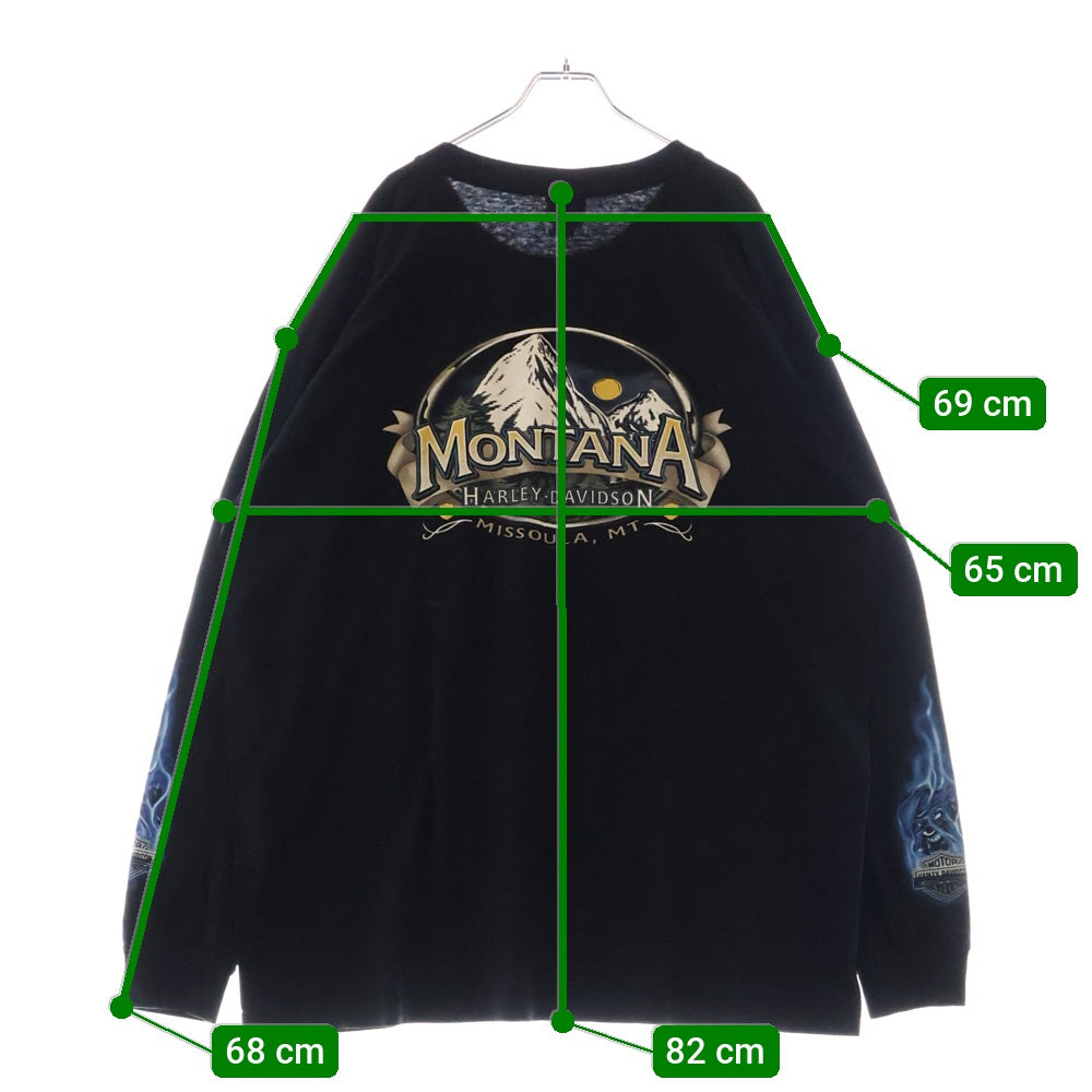 VINTAGE(ヴィンテージ) 00S HARLEY DAVIDSON MONTANA ピエロ フレイム ロングスリーブ 長袖Tシャツ ブラック