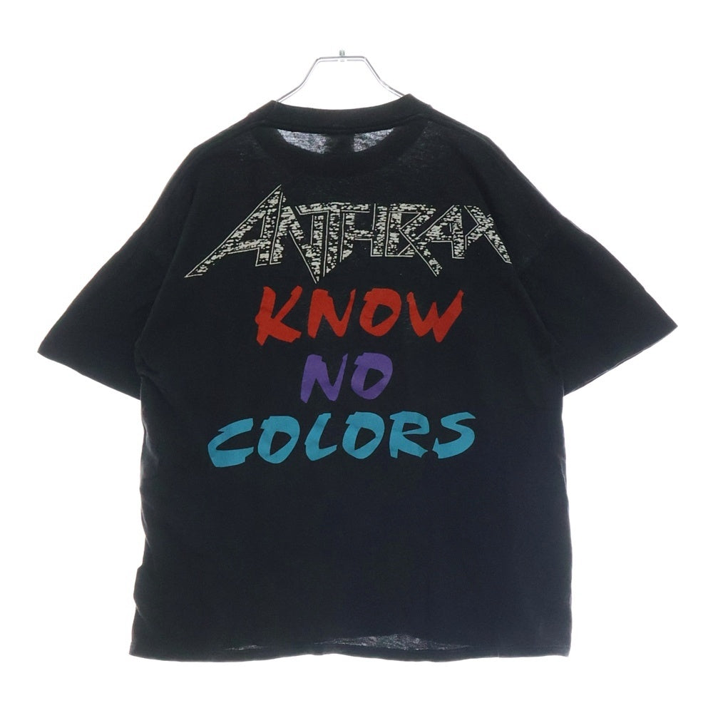 VINTAGE(ヴィンテージ) 90S ANTHRAX KNOW NO COLORS アンスラックス 両面プリント 半袖Tシャツ ブラック