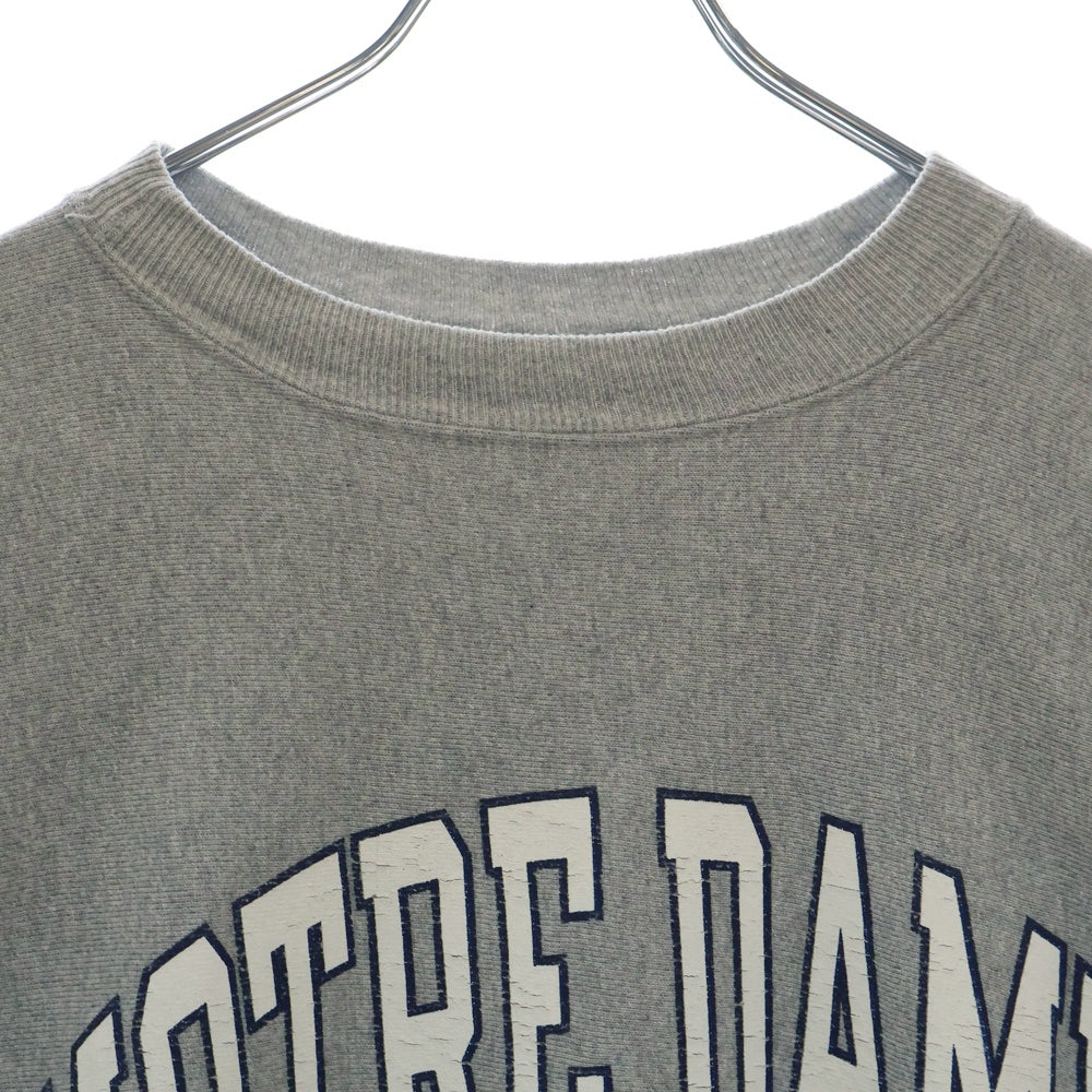 CHAMPION(チャンピオン) 90S 刺繍タグ NOTRE DAME REVERSE WEAVE カレッジロゴ 三段プリント リバースウィーブ クルーネックスウェット グレー