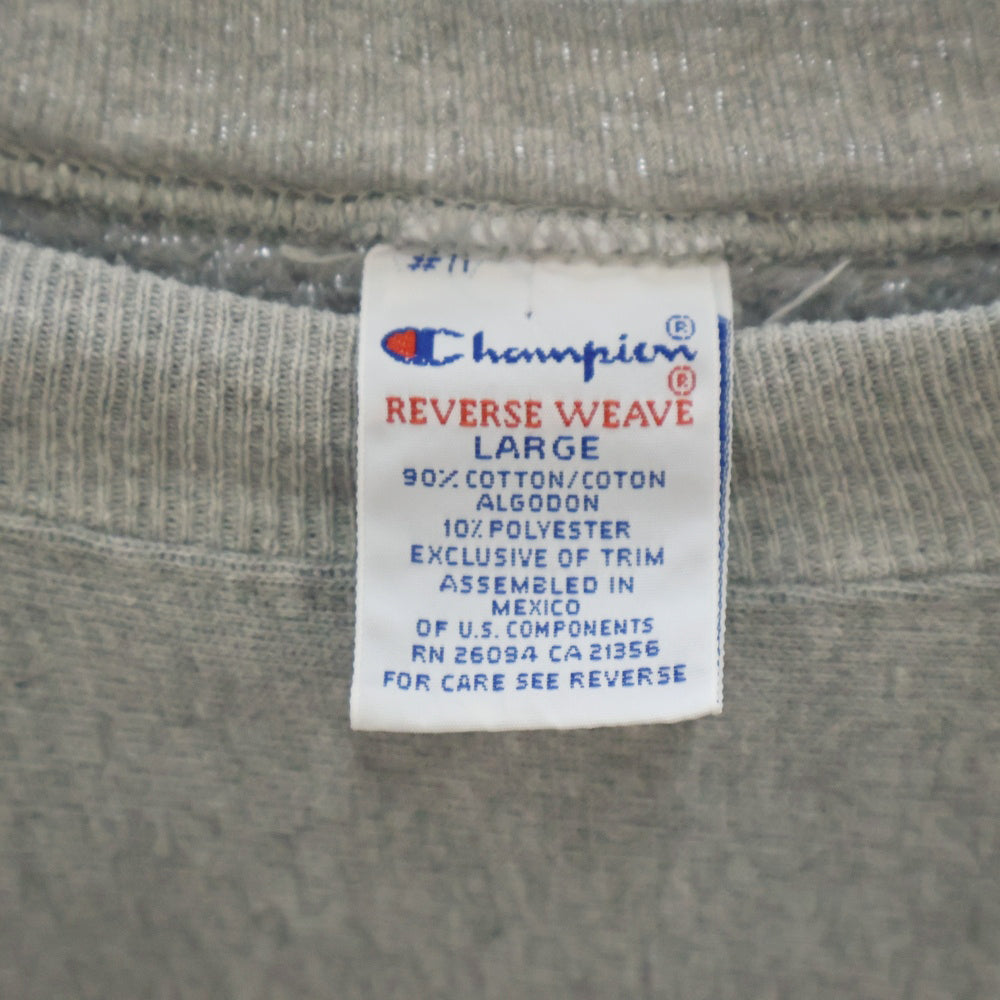 CHAMPION(チャンピオン) 90S 刺繍タグ NOTRE DAME REVERSE WEAVE カレッジロゴ 三段プリント リバースウィーブ クルーネックスウェット グレー