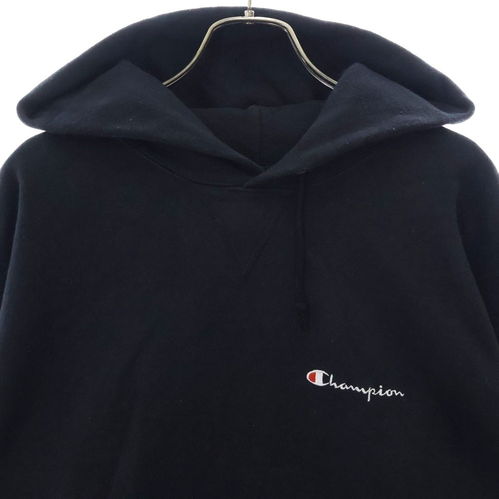 CHAMPION(チャンピオン) 90S スクリプトロゴ刺繍 プルオーバーパーカー ブラック