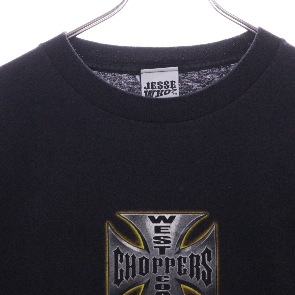 VINTAGE(ヴィンテージ) 90-00s WEST COAST CHOPPERS IRON CROSS LONG BEACH CA L/S ウェストコーストチョッパーズ アームプリント Tシャツ 長袖カットソー ブラック