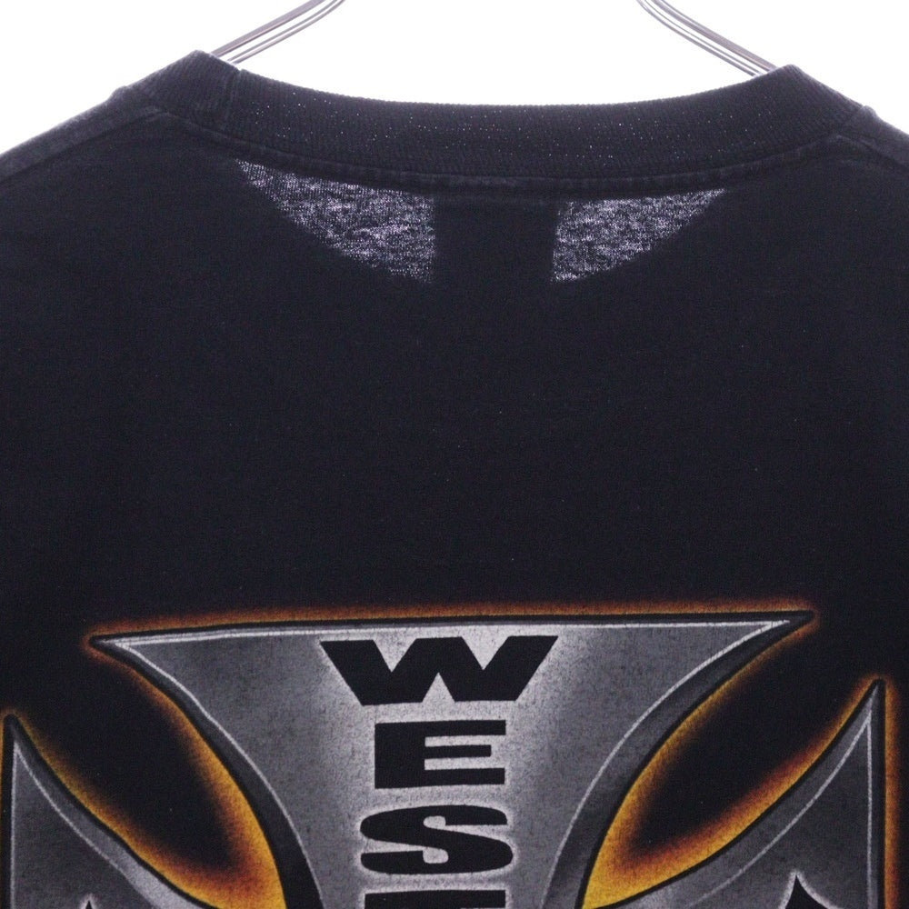 VINTAGE(ヴィンテージ) 90-00s WEST COAST CHOPPERS IRON CROSS LONG BEACH CA L/S ウェストコーストチョッパーズ アームプリント Tシャツ 長袖カットソー ブラック