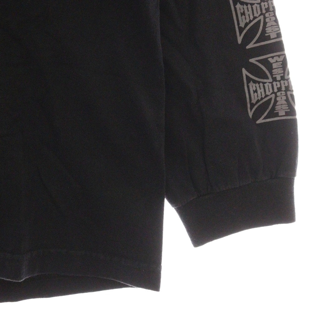 VINTAGE(ヴィンテージ) 90-00s WEST COAST CHOPPERS IRON CROSS LONG BEACH CA L/S ウェストコーストチョッパーズ アームプリント Tシャツ 長袖カットソー ブラック