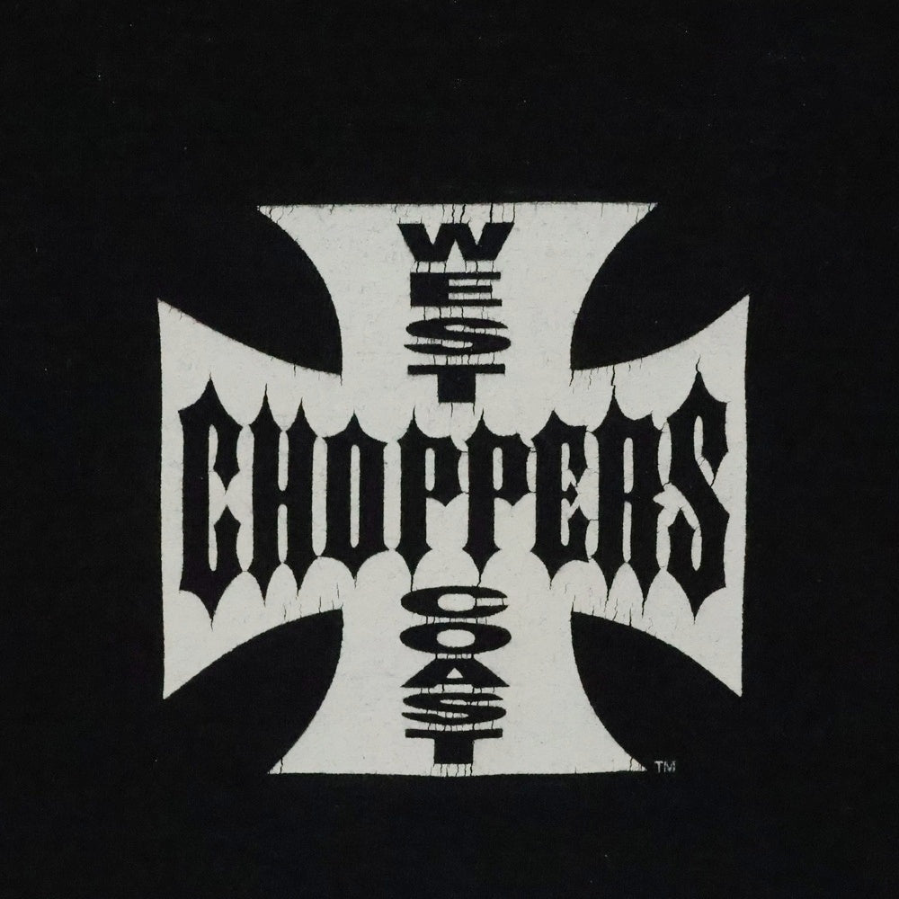 VINTAGE(ヴィンテージ) 90-00s WEST COAST CHOPPERS CROSS LONG BEACH CA L/S ウェストコーストチョッパーズ アームプリント Tシャツ 長袖カットソー ブラック