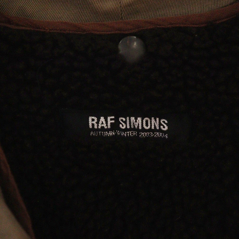 RAF SIMONS(ラフシモンズ) 03AW CLOSER期 Peter Saville DAZZLE SHIPS OMDパッチ ボアライナー付きモッズコート カーキ アーカイブ