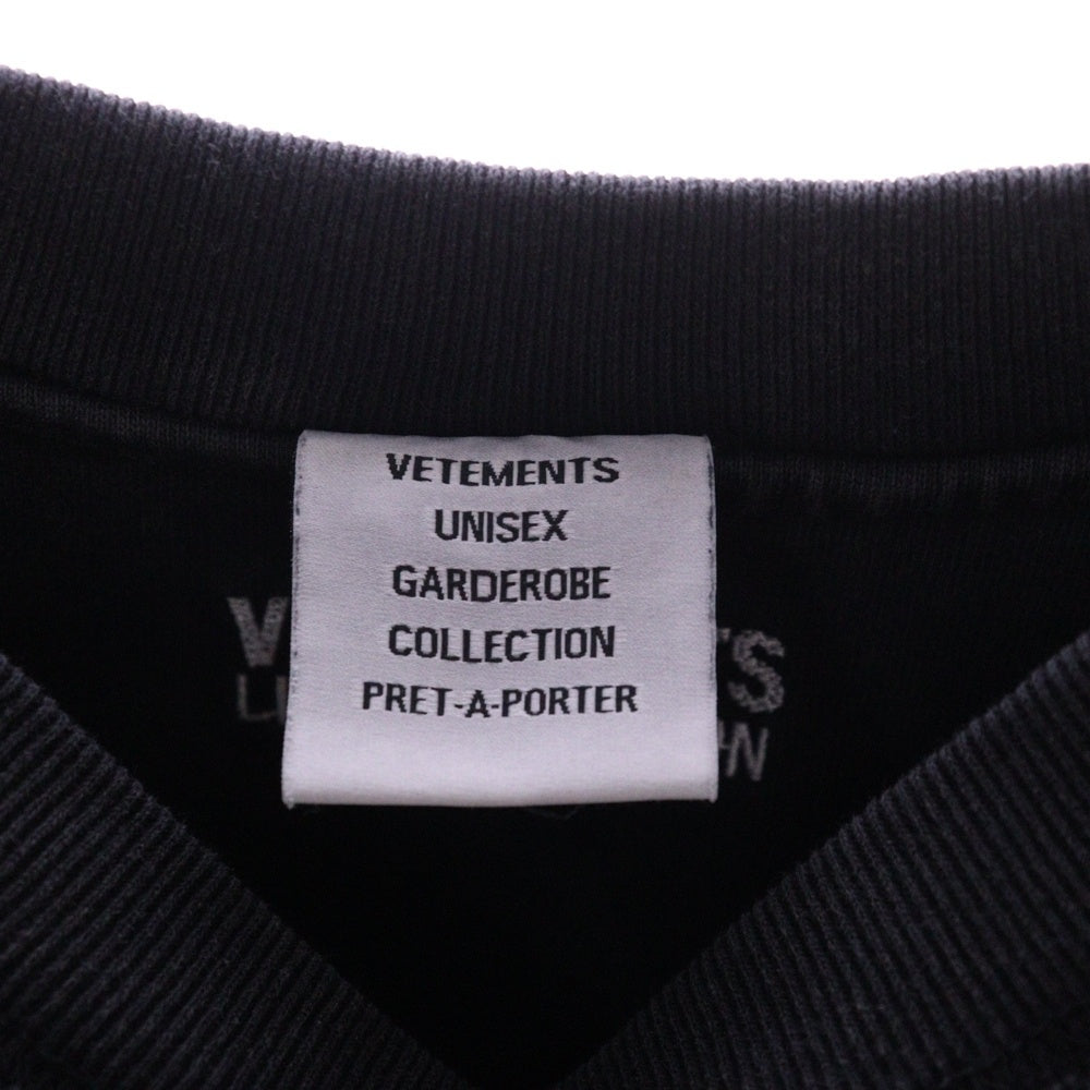 VETEMENTS(ヴェトモン) 23AW Inside Out Shark L/S UE54LS140B インサイドアウト シャークプリント オーバーサイズ 長袖Tシャツ ブラック