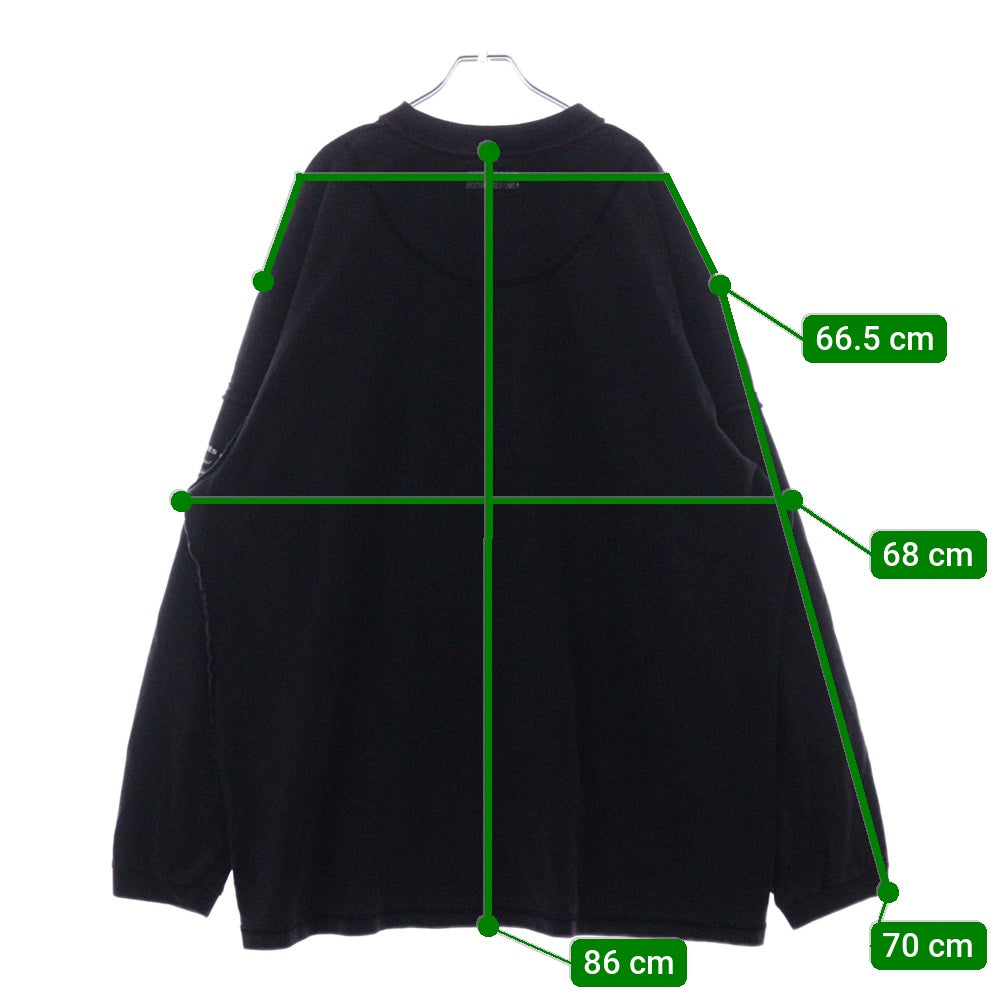 VETEMENTS(ヴェトモン) 23AW Inside Out Shark L/S UE54LS140B インサイドアウト シャークプリント オーバーサイズ 長袖Tシャツ ブラック