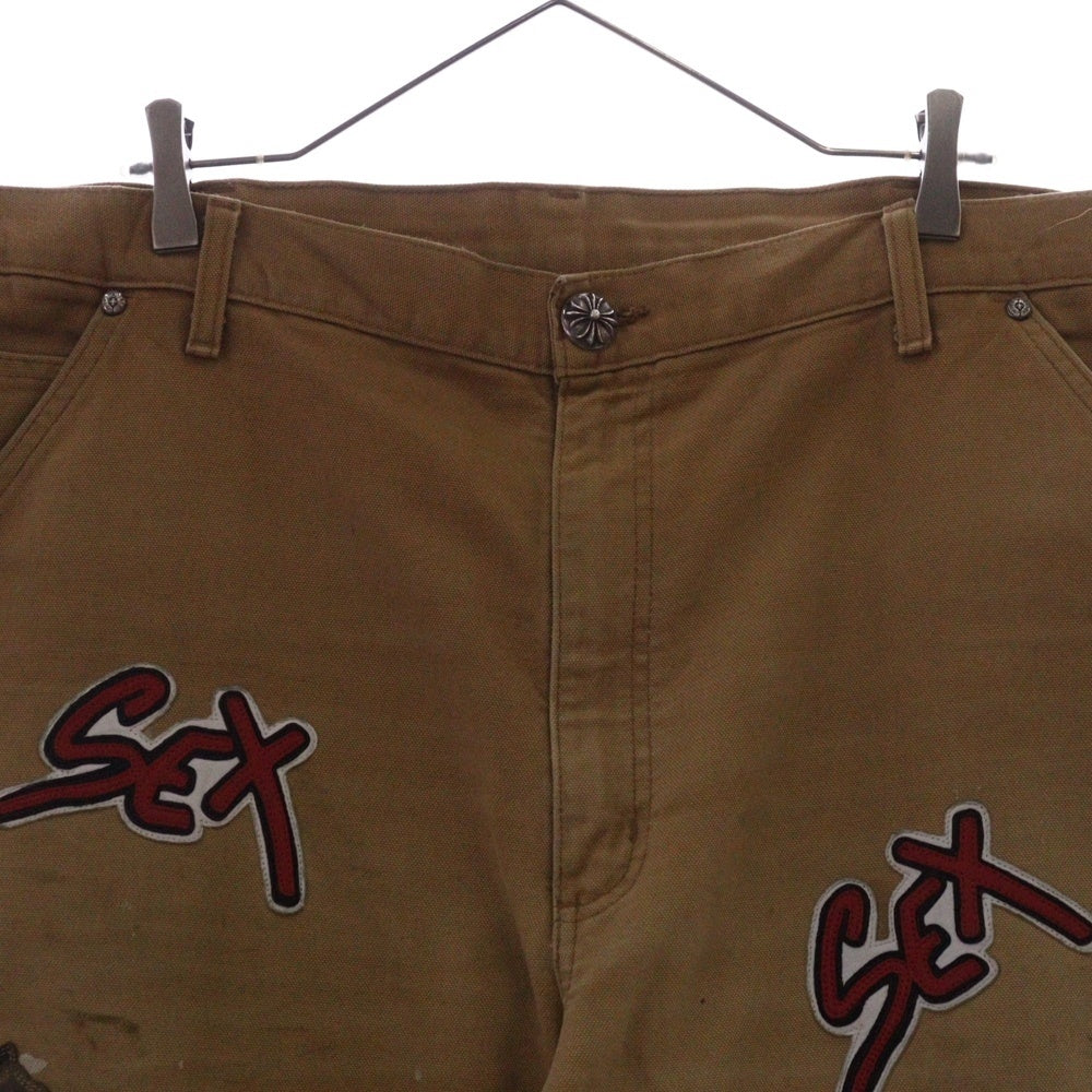 CHROME HEARTS(クロムハーツ) MATTY BOY CARPENTER SEX RECORDS MATTY BOY マッティボーイ クロスパッチ カーペンターパンツ ブラウン