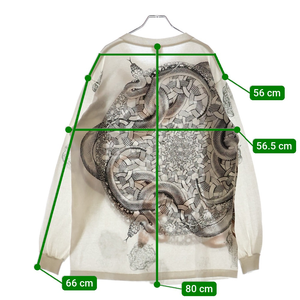 VINTAGE(ヴィンテージ) 90S M.C. ESCHER SNAKE M.C エッシャー スネーク オーバープリント ロングスリーブ 長袖Tシャツ ホワイト