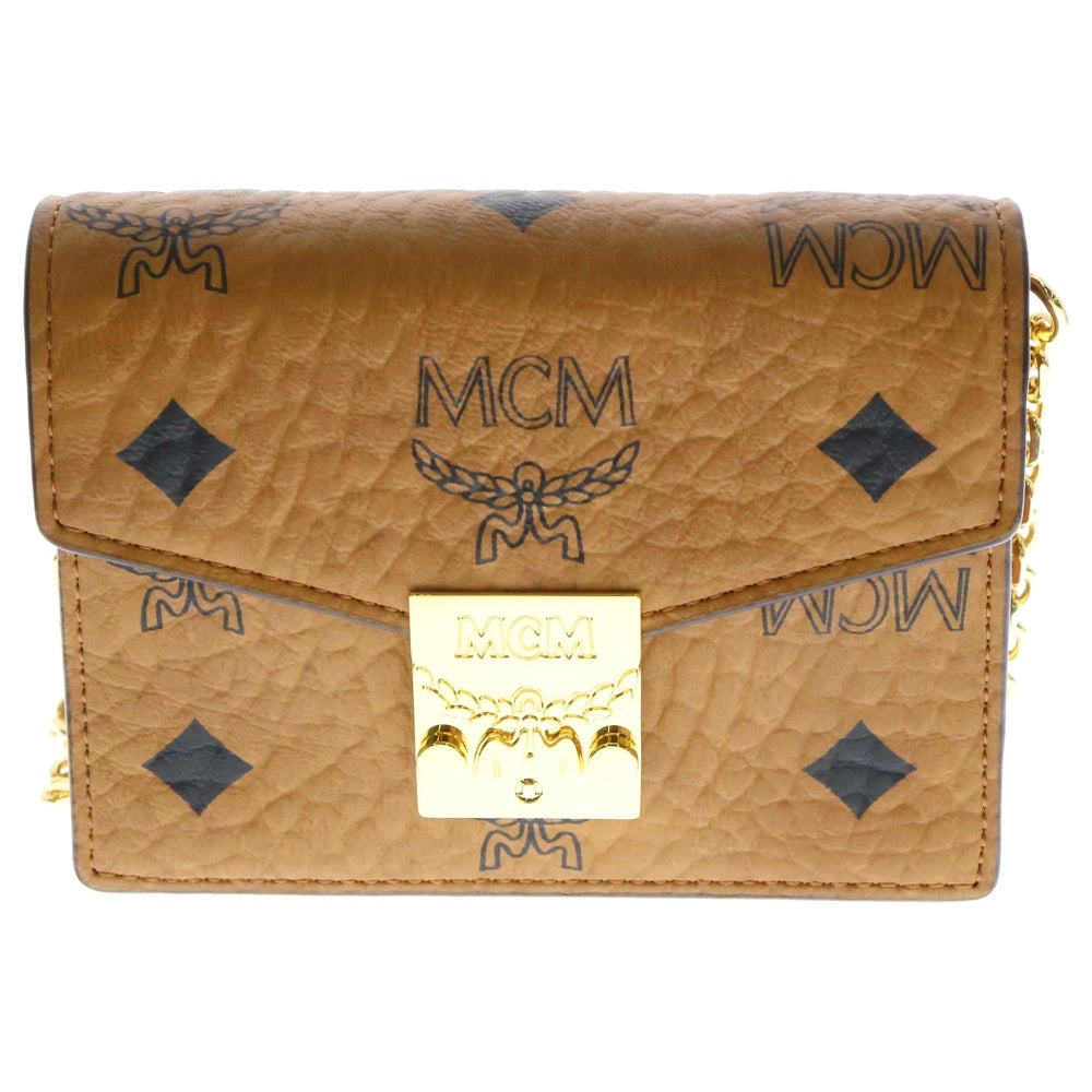 MCM(エム シー エム) モノグラム レザー チェーン ショルダーバッグ ブラウン MYADAXT01