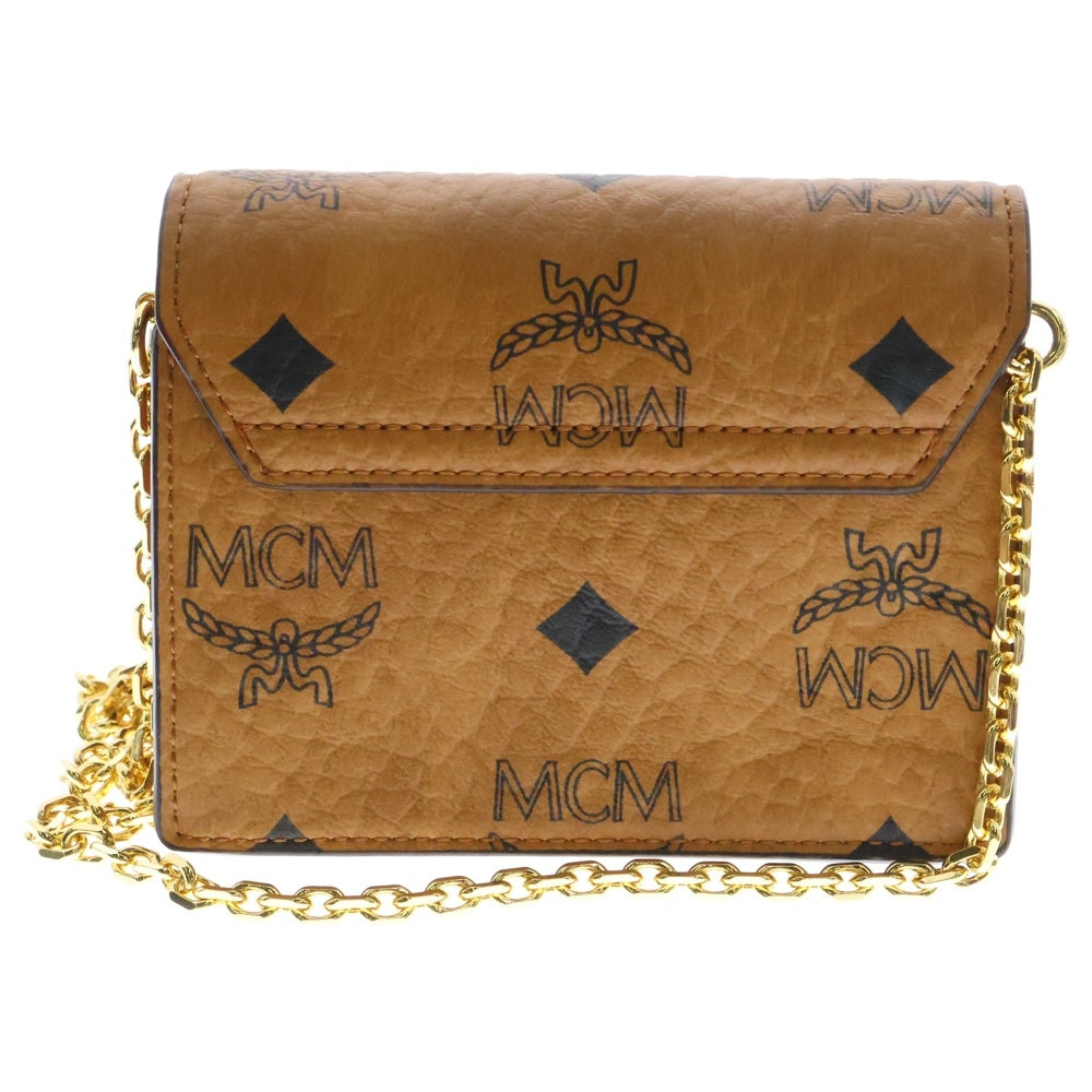 MCM(エム シー エム) モノグラム レザー チェーン ショルダーバッグ ブラウン MYADAXT01