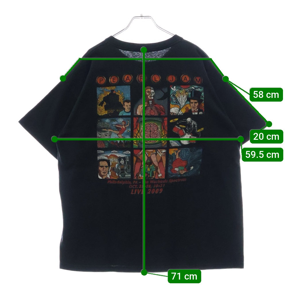 VINTAGE(ヴィンテージ) 00S Pearl Jam LIVE 2009 Backspacer Album Cover Print パールジャム 両面プリント 半袖シャツ ブラック