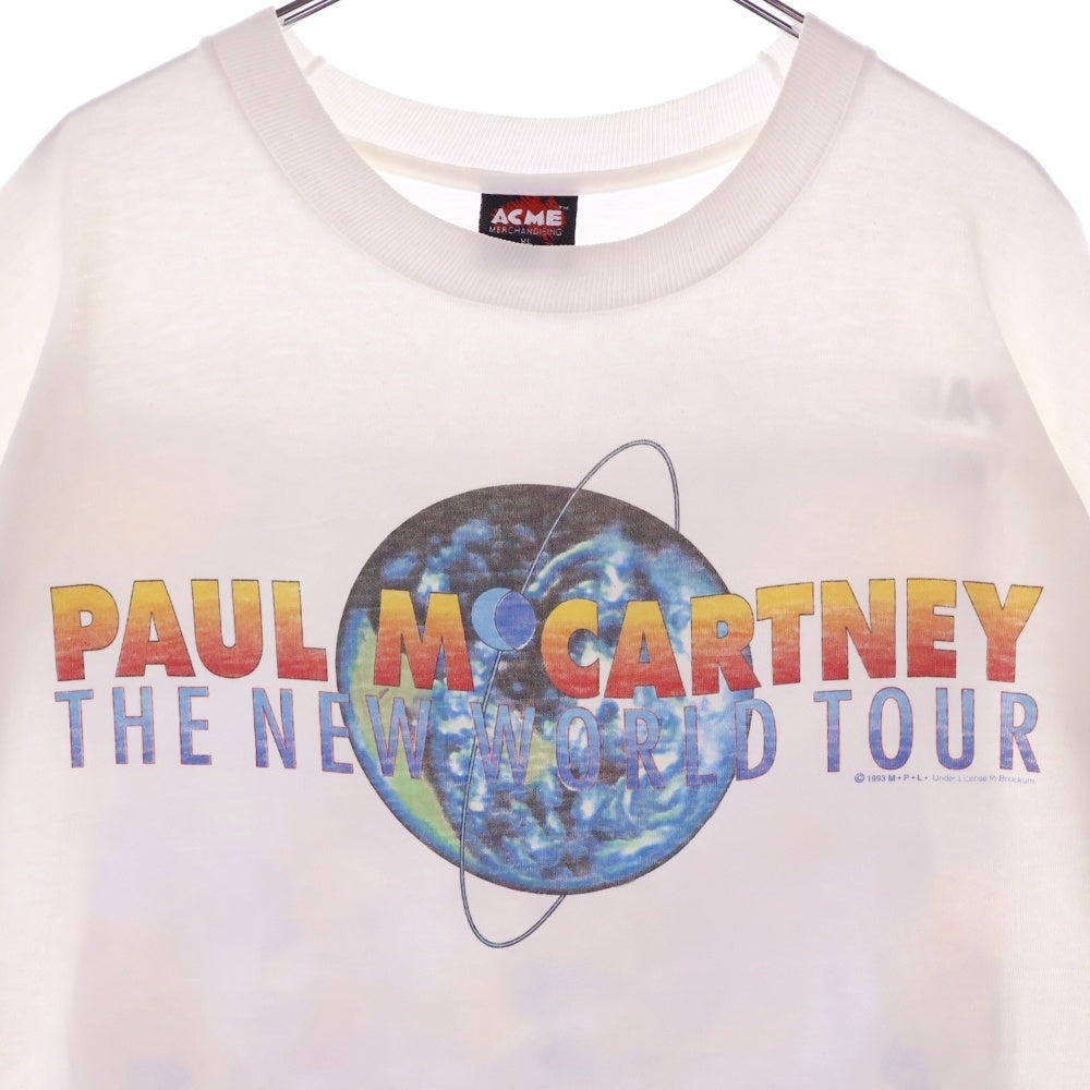 VINTAGE(ヴィンテージ) 90S Paul McCartney The New World Tour ポールマッカートニー 両面プリント 半袖Tシャツ ホワイト