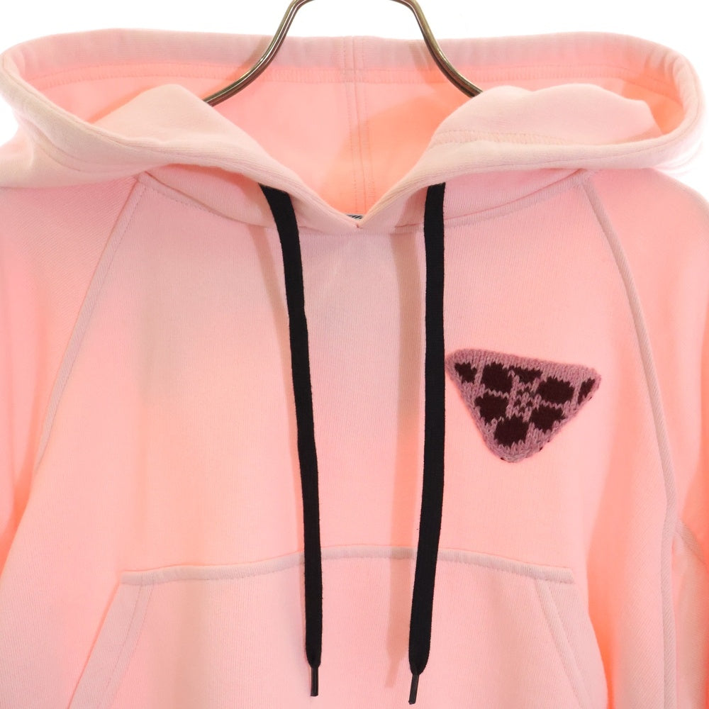 PRADA(プラダ) 21AW Cropped Hoodie In Pink ニット切り替え クロップド プルオーバーパーカー ピンク レディース 133637
