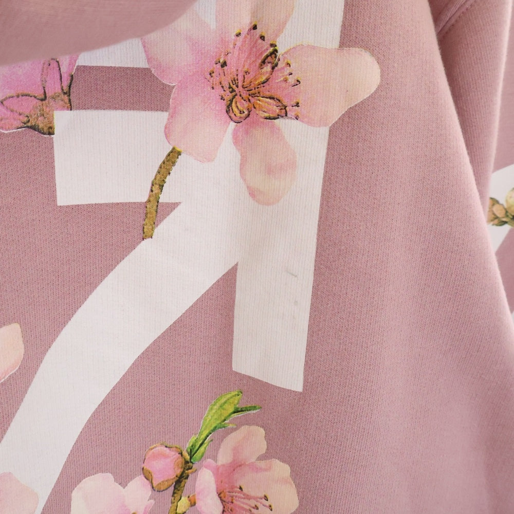 OFF-WHITE(オフホワイト) SSENSE Exclusive Pink Diagonal Cherry Hoodie チェリーブロッサム アローロゴプリント プルオーバーパーカー ピンク OWBB008E17003050