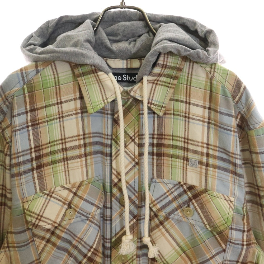 Acne Studios(アクネ ストゥディオズ) 24AW Hooded overshirt jacket フード付き オーバーサイズ チェックシャツジャケット マルチカラー FA-UX-OUTW000148