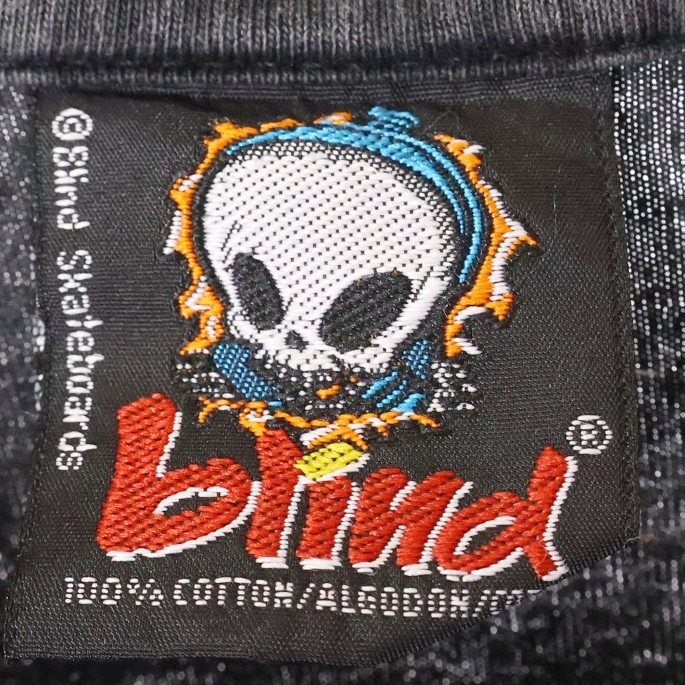 VINTAGE(ヴィンテージ) 90S blind skateboards スカルプリント 半袖Tシャツ ブラック