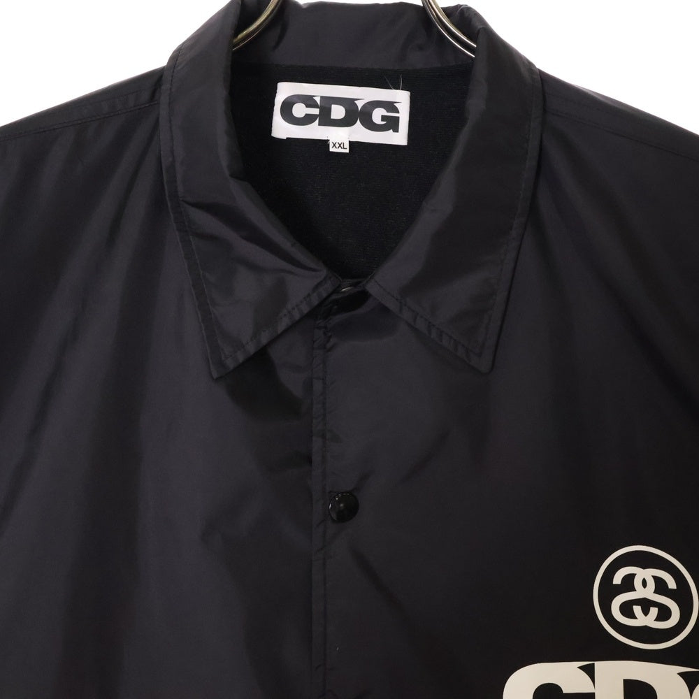 COMME des GARCONS CDG(コムデギャルソン シーディージー) 21AW xSTUSSY ステューシーグラフィックプリント コーチジャケット ブラック SH-J001