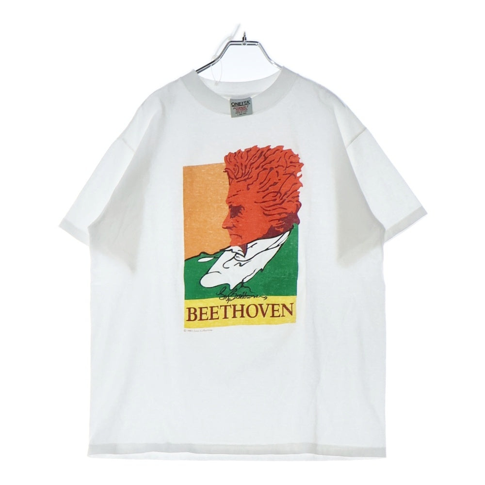 VINTAGE(ヴィンテージ) 90s Beethoven TEE ベートーベン フロントプリント半袖Tシャツ カットソー ホワイト